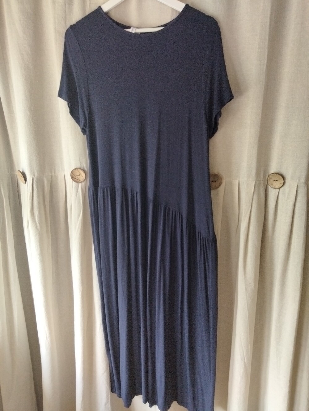 White Mark Navy Short-Sleeve Maxi Dress